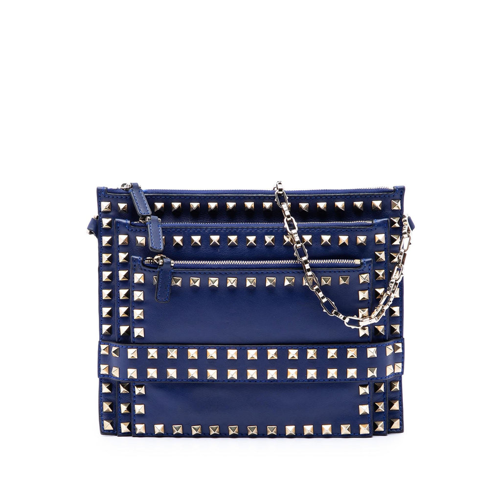 Valentino Leather Rockstud Triple Zip Crossbody