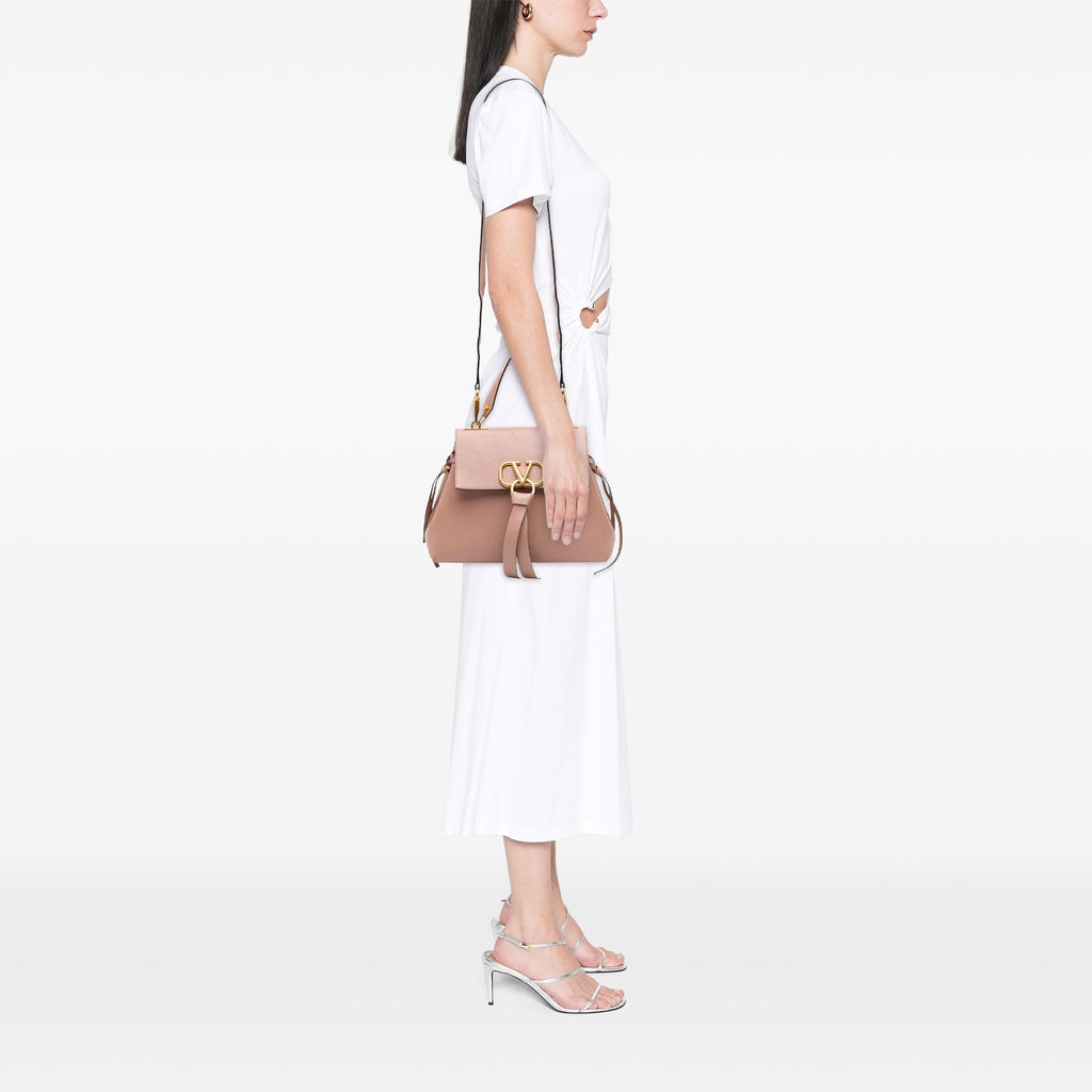 Valentino Medium Grained Calfskin VRing Top Handle Bag