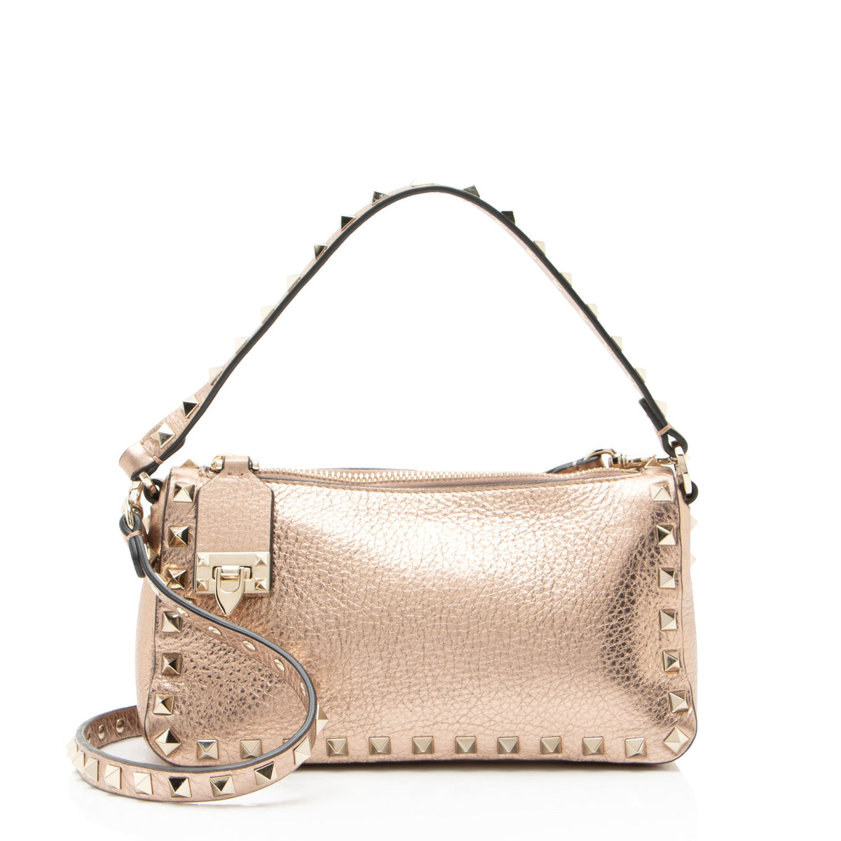Valentino Metallic Calfskin Rockstud Small Shoulder Bag
