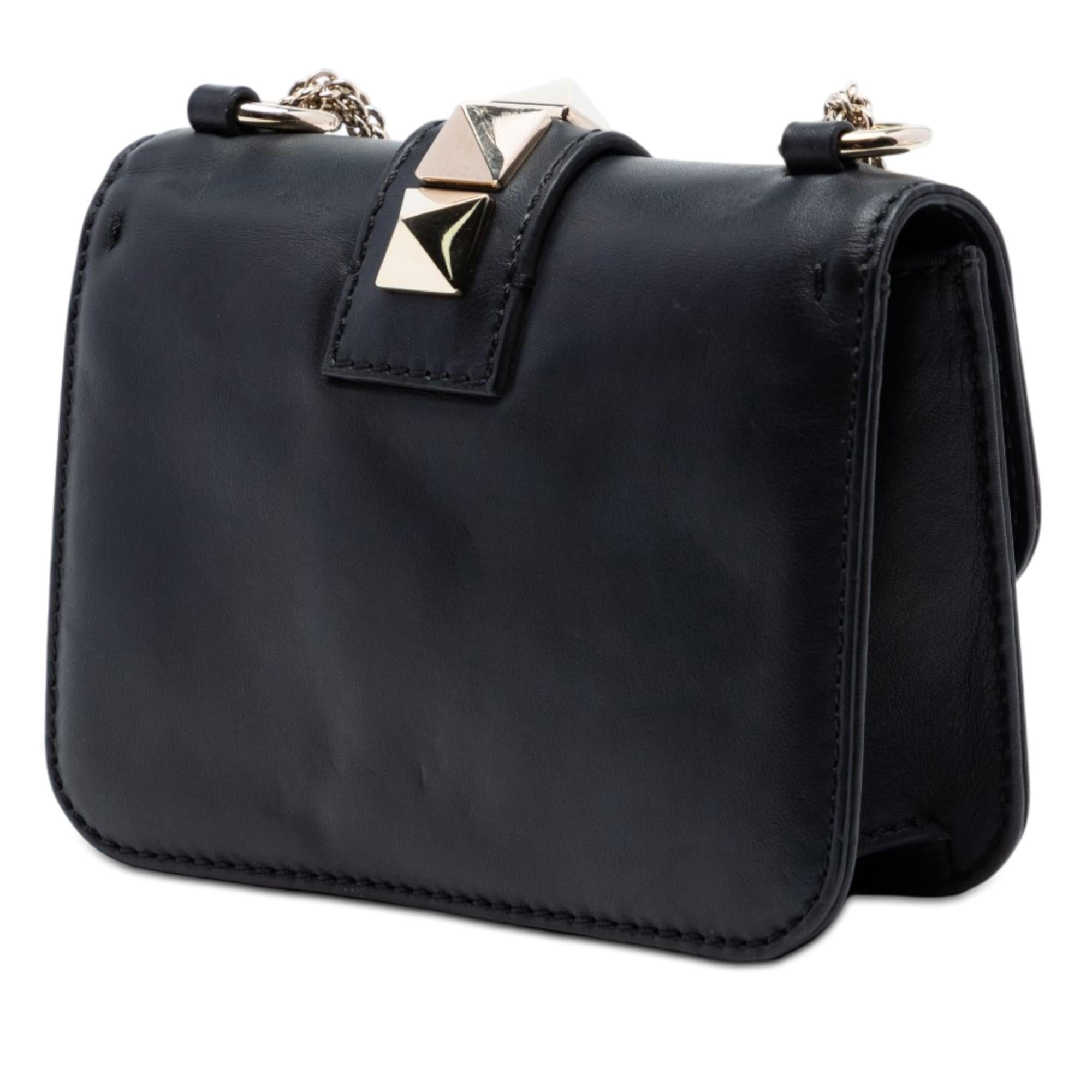 Valentino Mini Leather Rockstud Glam Lock Crossbody