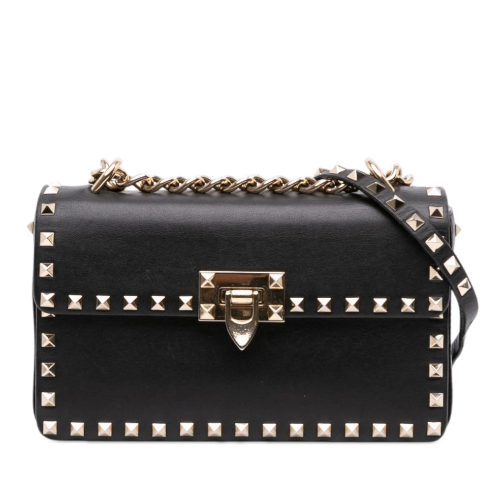Valentino Small Leather Rockstud Flip Lock Chain Crossbody