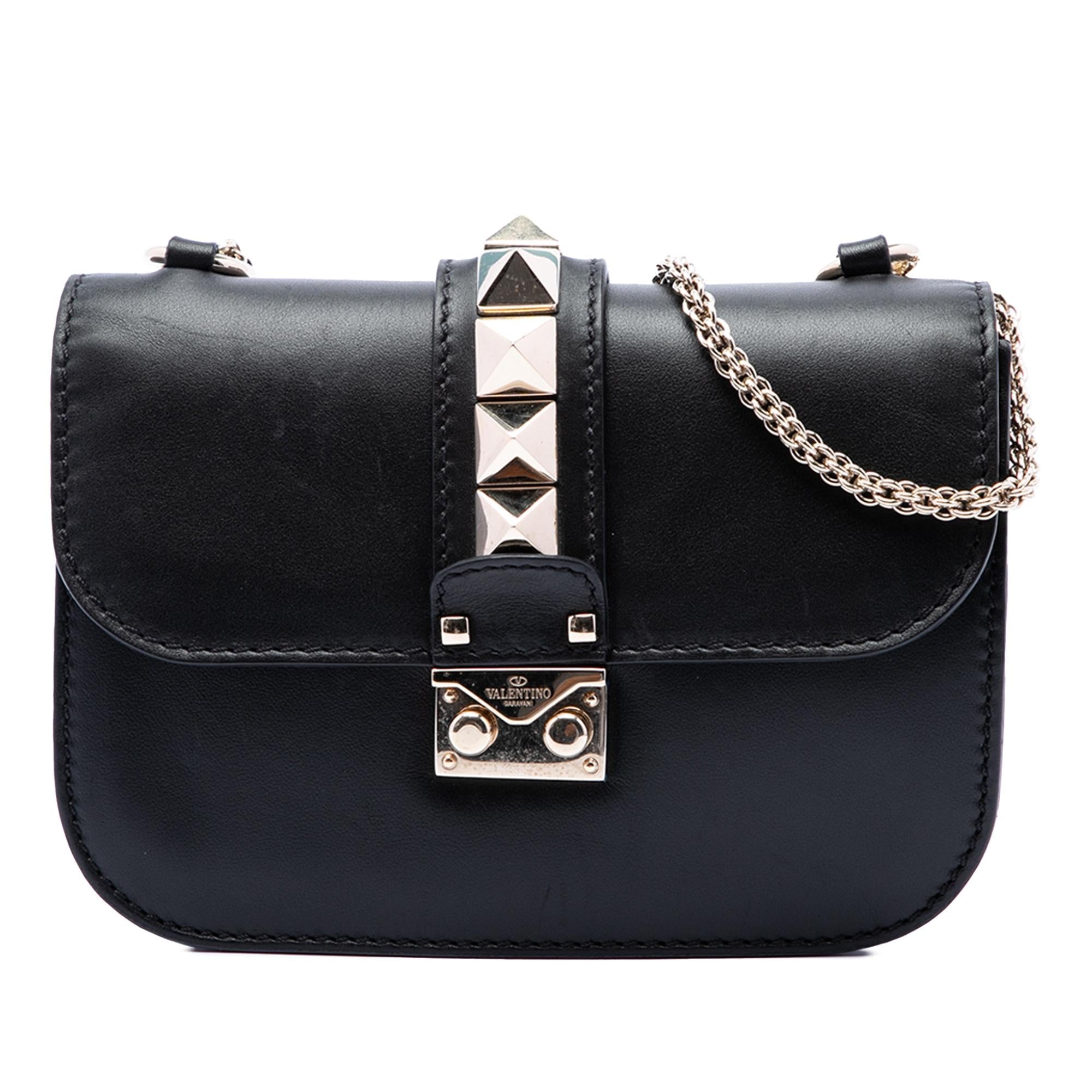 Valentino Small Leather Rockstud Glam Lock Crossbody