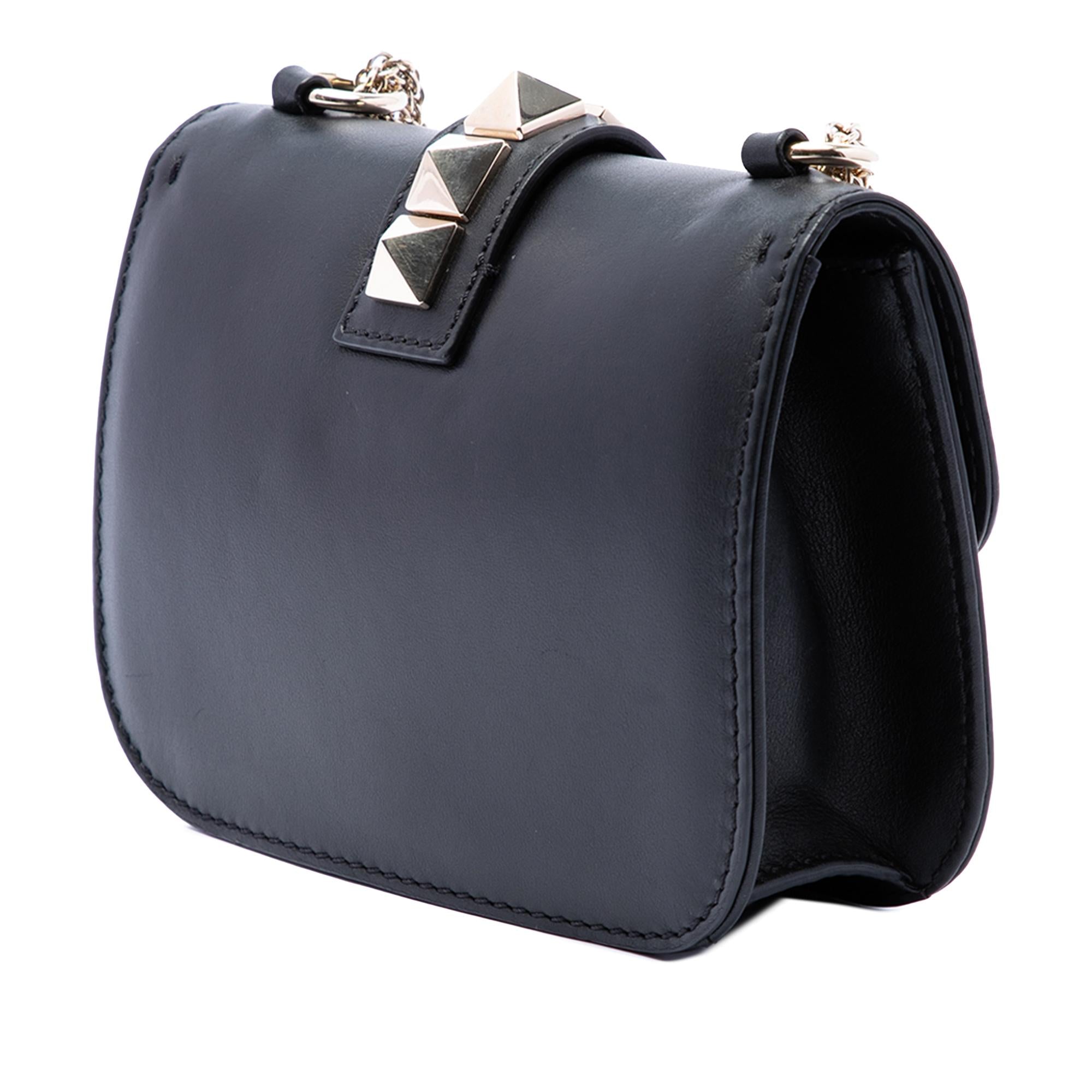 Valentino Small Leather Rockstud Glam Lock Crossbody