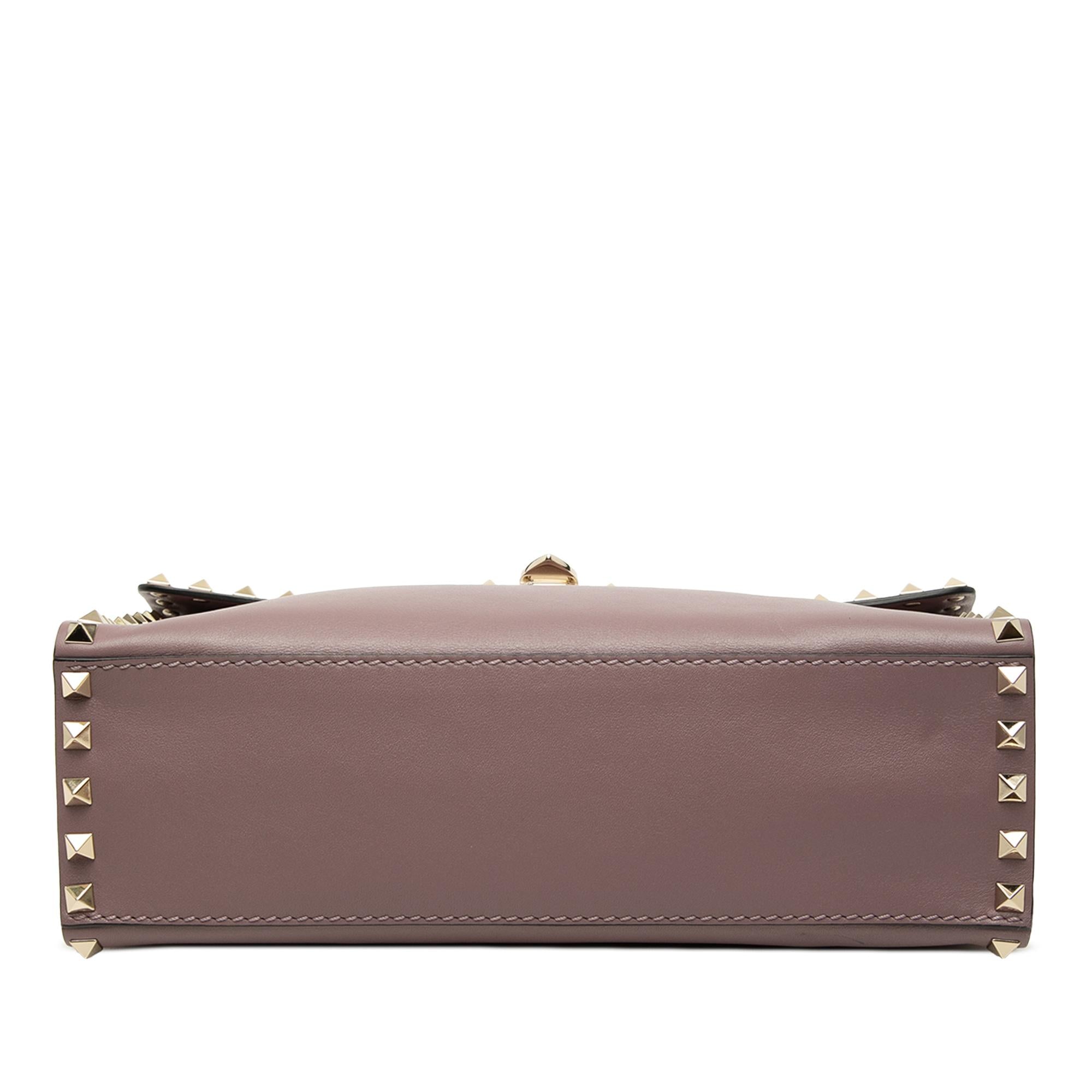 Valentino Small Leather Rockstud Single Handle Flap