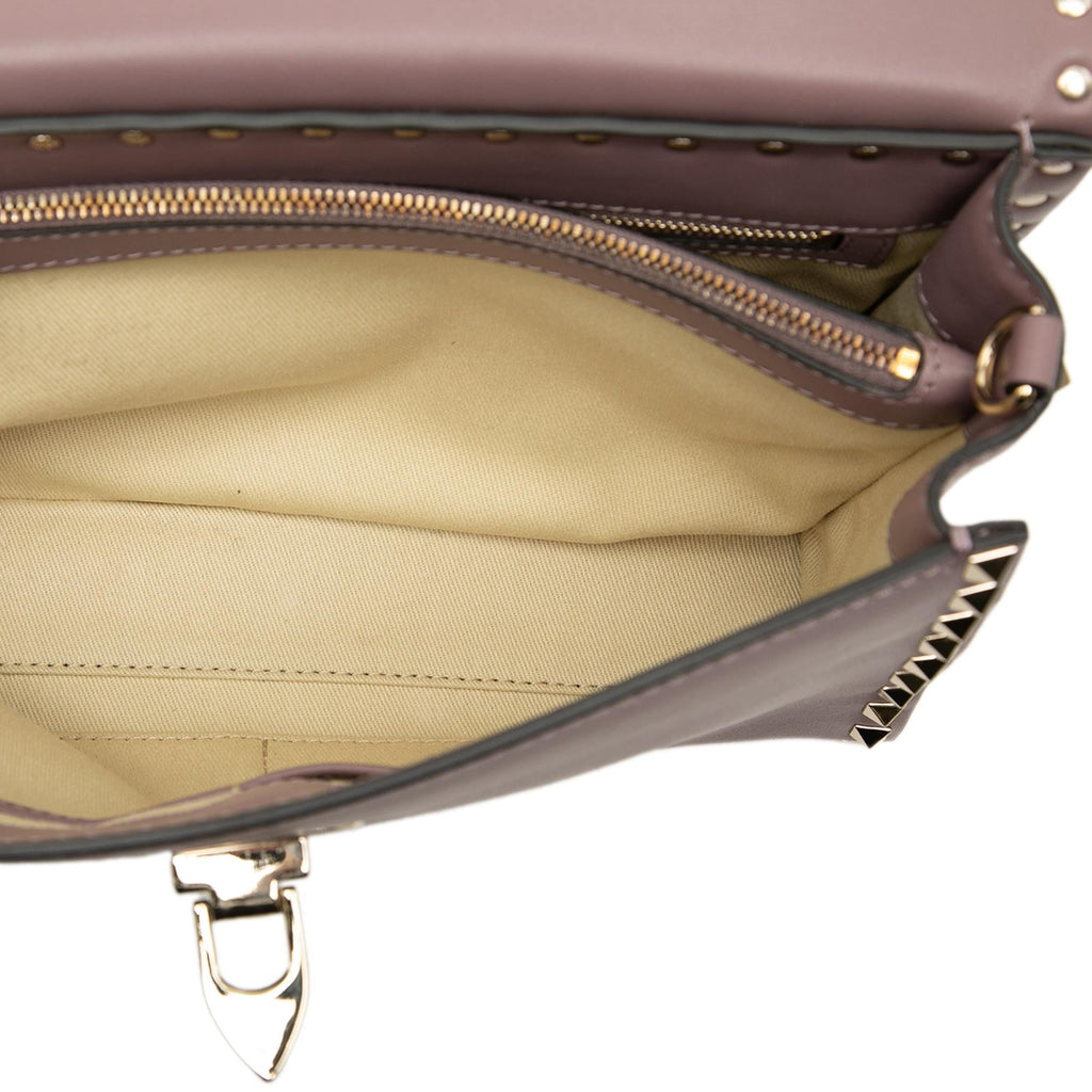 Valentino Small Leather Rockstud Single Handle Flap
