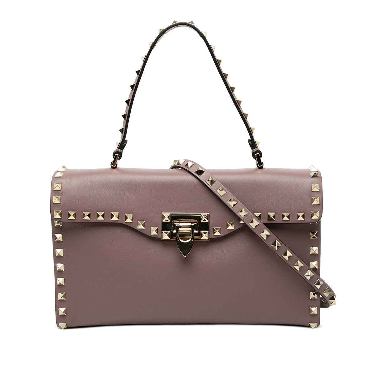 Valentino Small Leather Rockstud Single Handle Flap