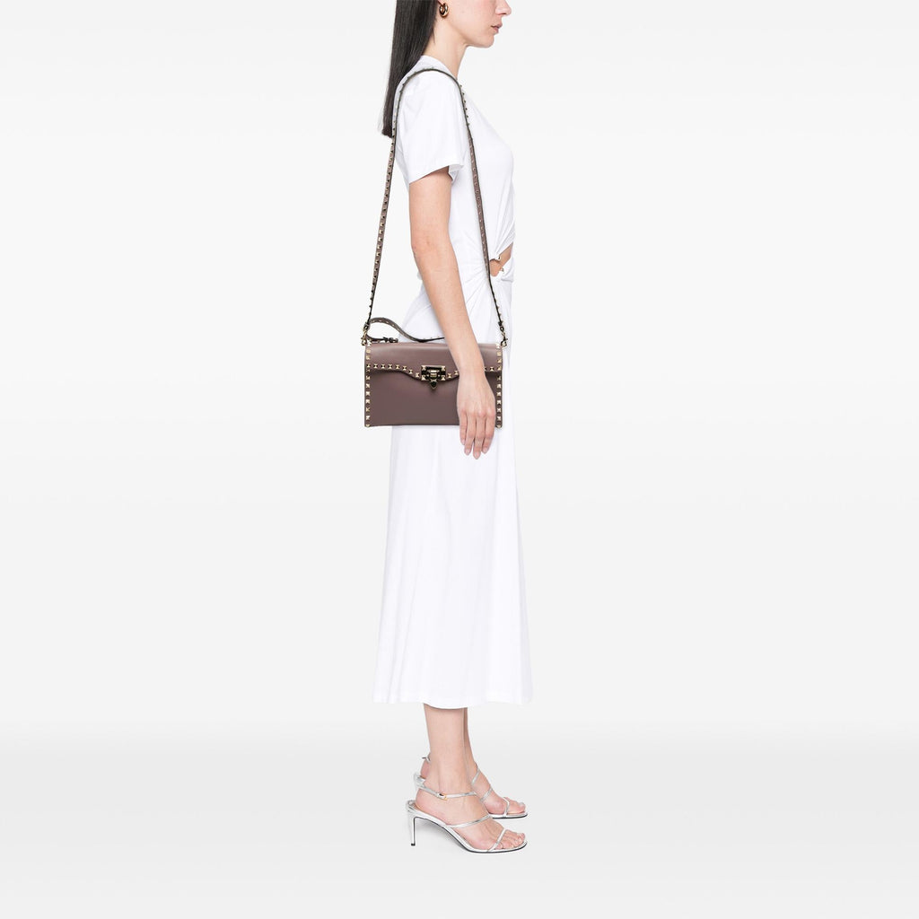 Valentino Small Leather Rockstud Single Handle Flap
