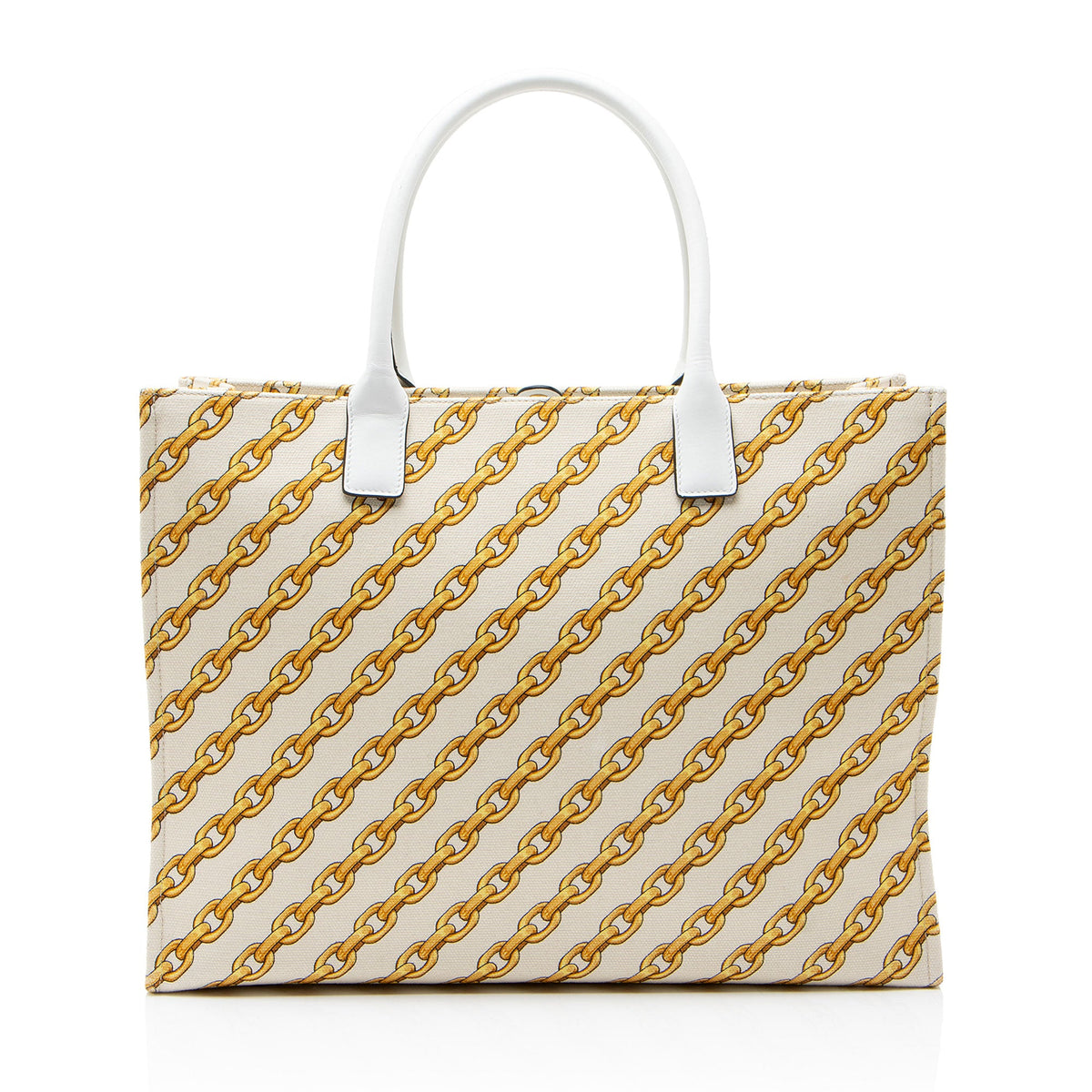 Versace Chain Link Canvas La Medusa Large Tote