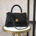 black quilted caviar coco tophandle 24 gold hardware