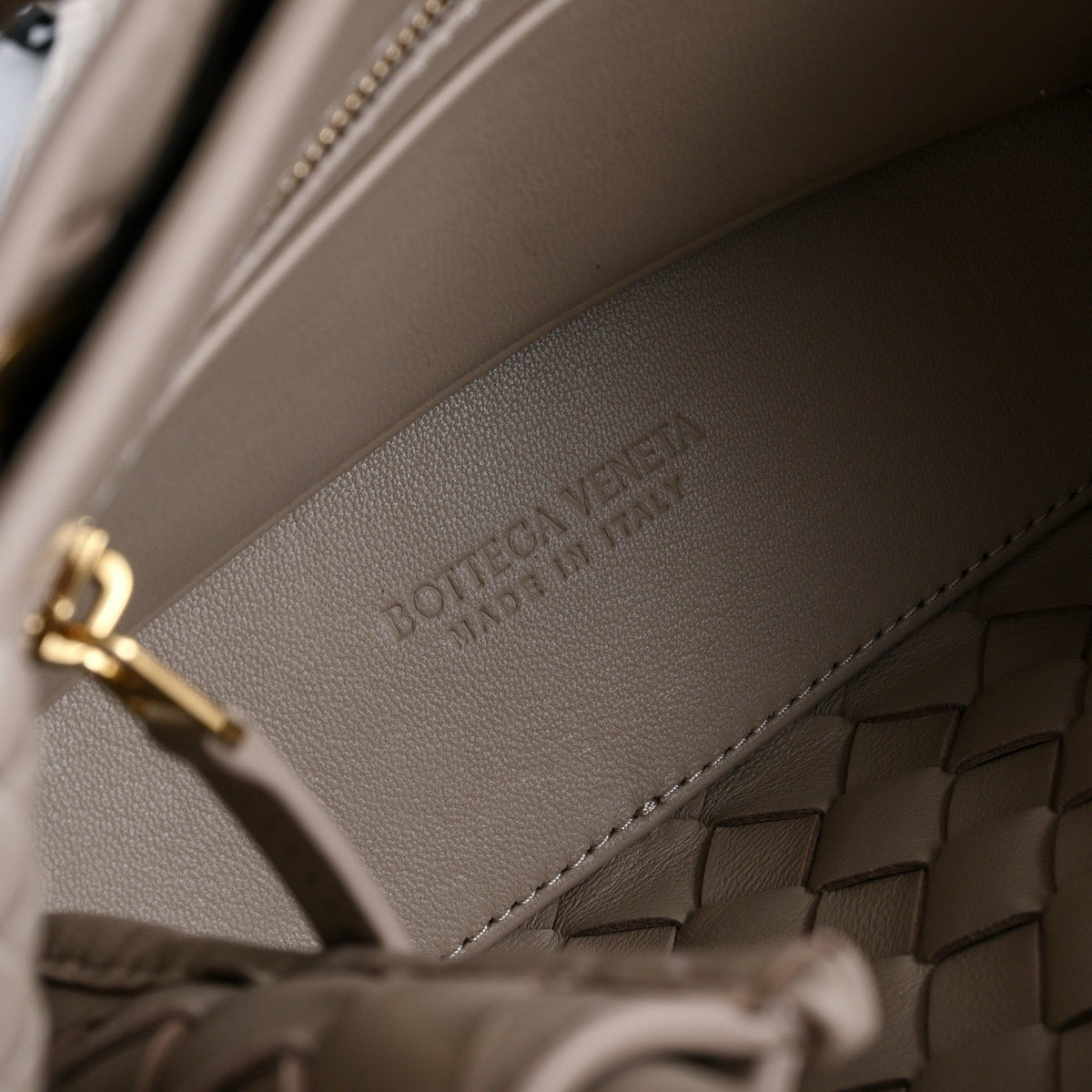 Bottega Veneta 2026 Mini Andiamo Taupe Lambskin