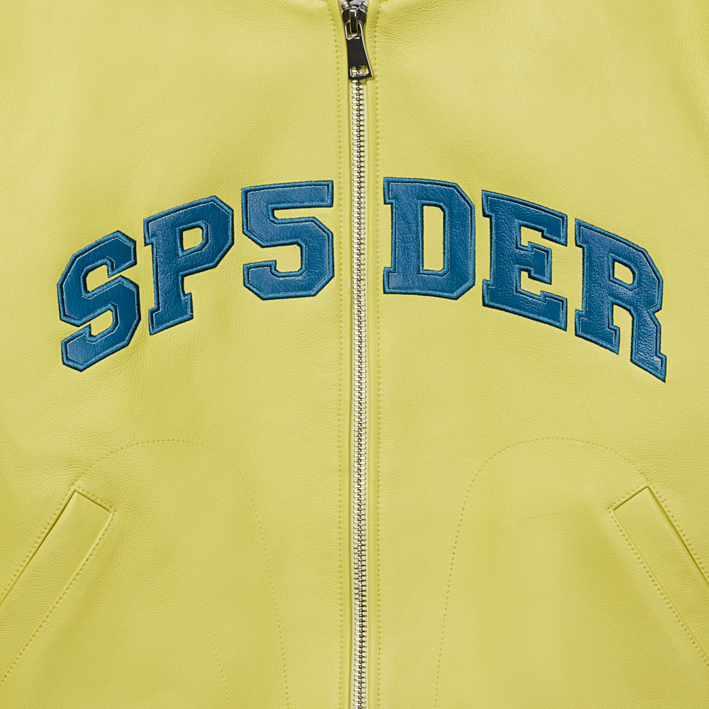 LEATHER LOGO BOMBER JACKET