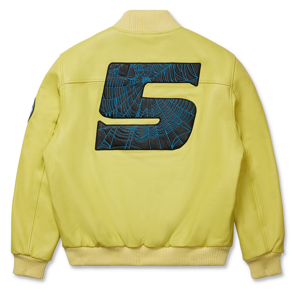 LEATHER LOGO BOMBER JACKET