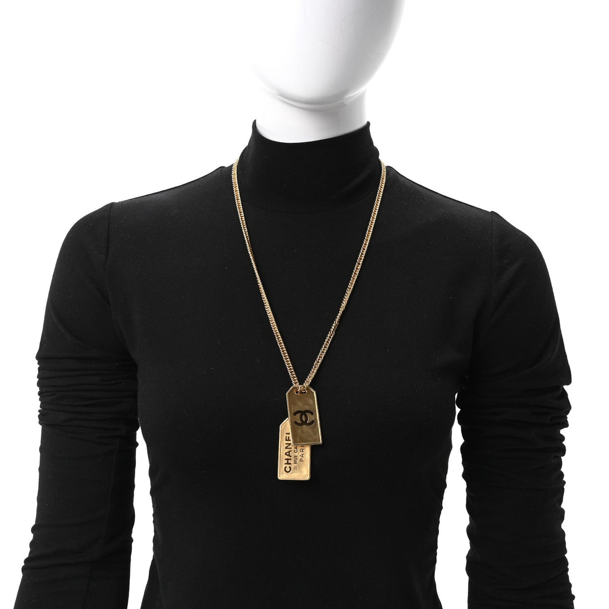 ID Dog Tag Charm Necklace Gold