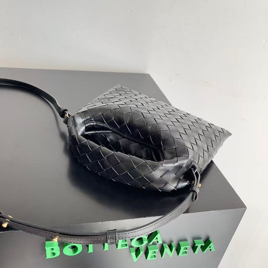 BV Mini Hop Hobo Bag Black Intrecciato Calfskin
