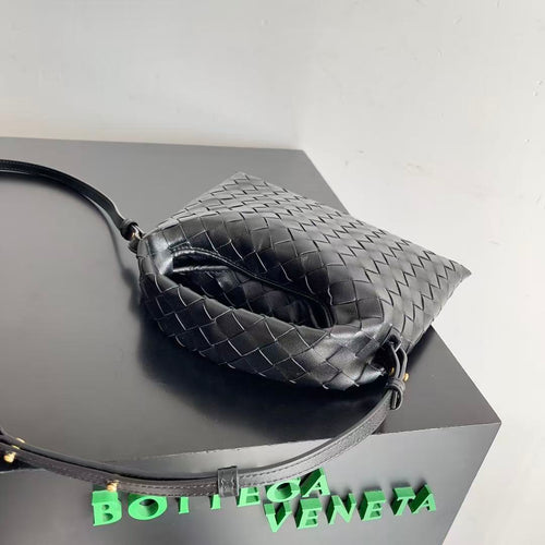 BV Mini Hop Hobo Bag Black Intrecciato Calfskin