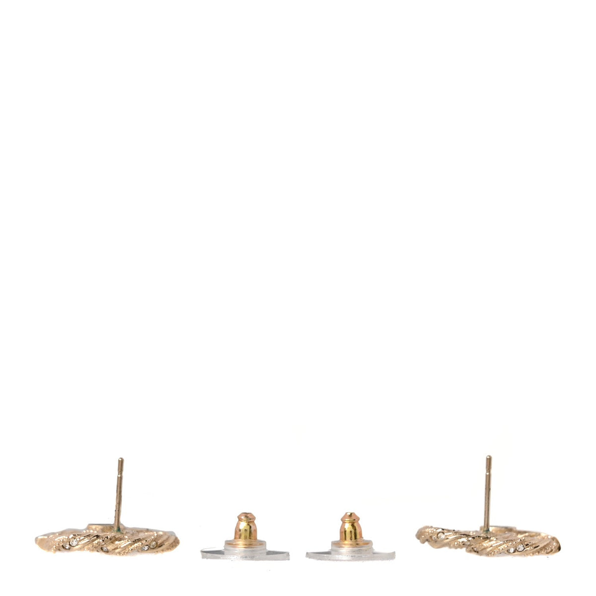 Crystal Twisted CC Earrings Gold