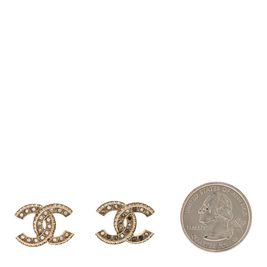 Crystal Timeless CC Earrings Light Gold
