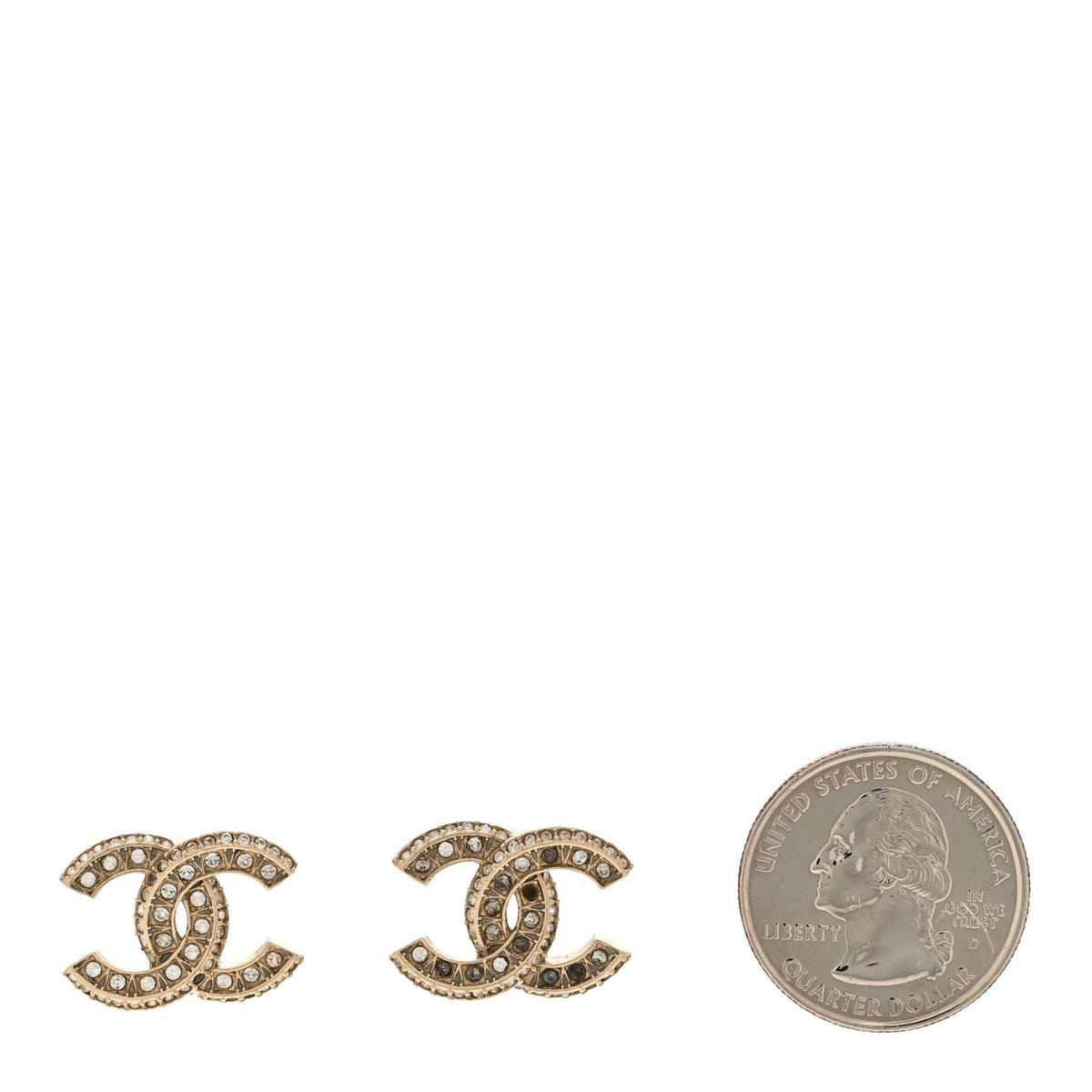 Crystal Timeless CC Earrings Light Gold