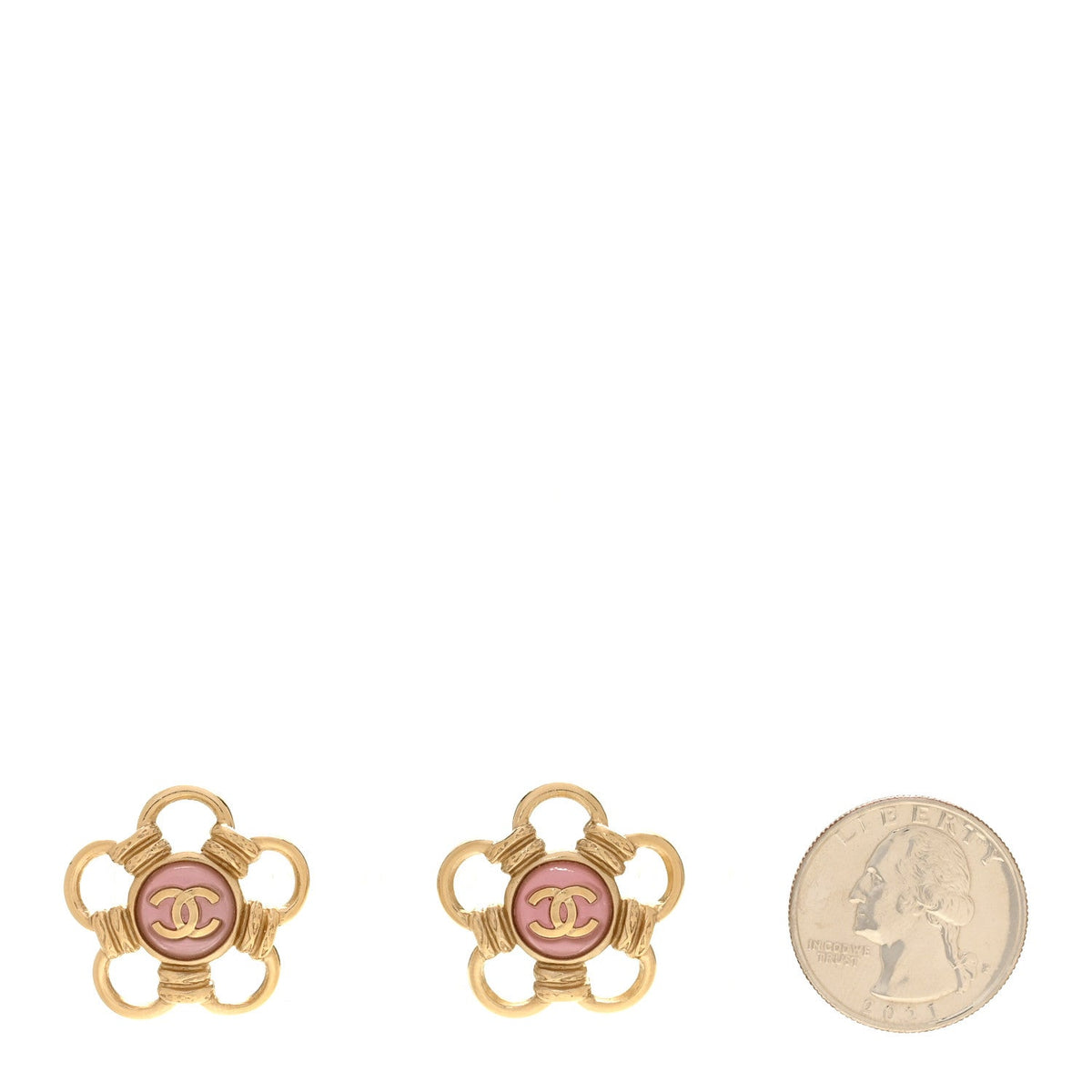 Resin CC Flower Earrings Gold Pink