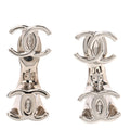 Metal CC Turnlock Drop Earrings Silver