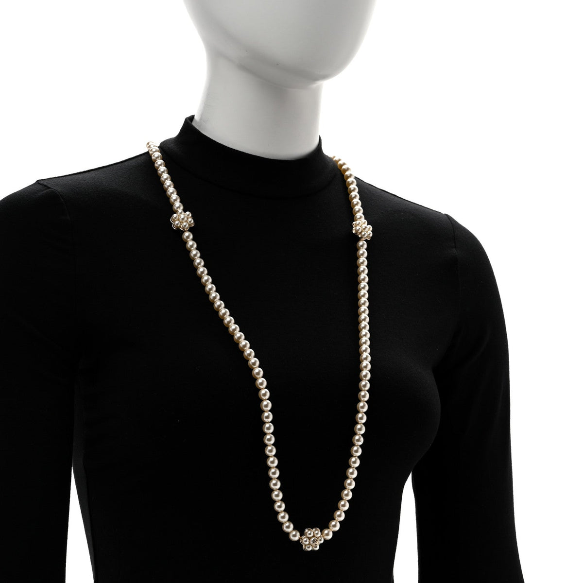 Pearl CC Camellia Long Necklace Gold