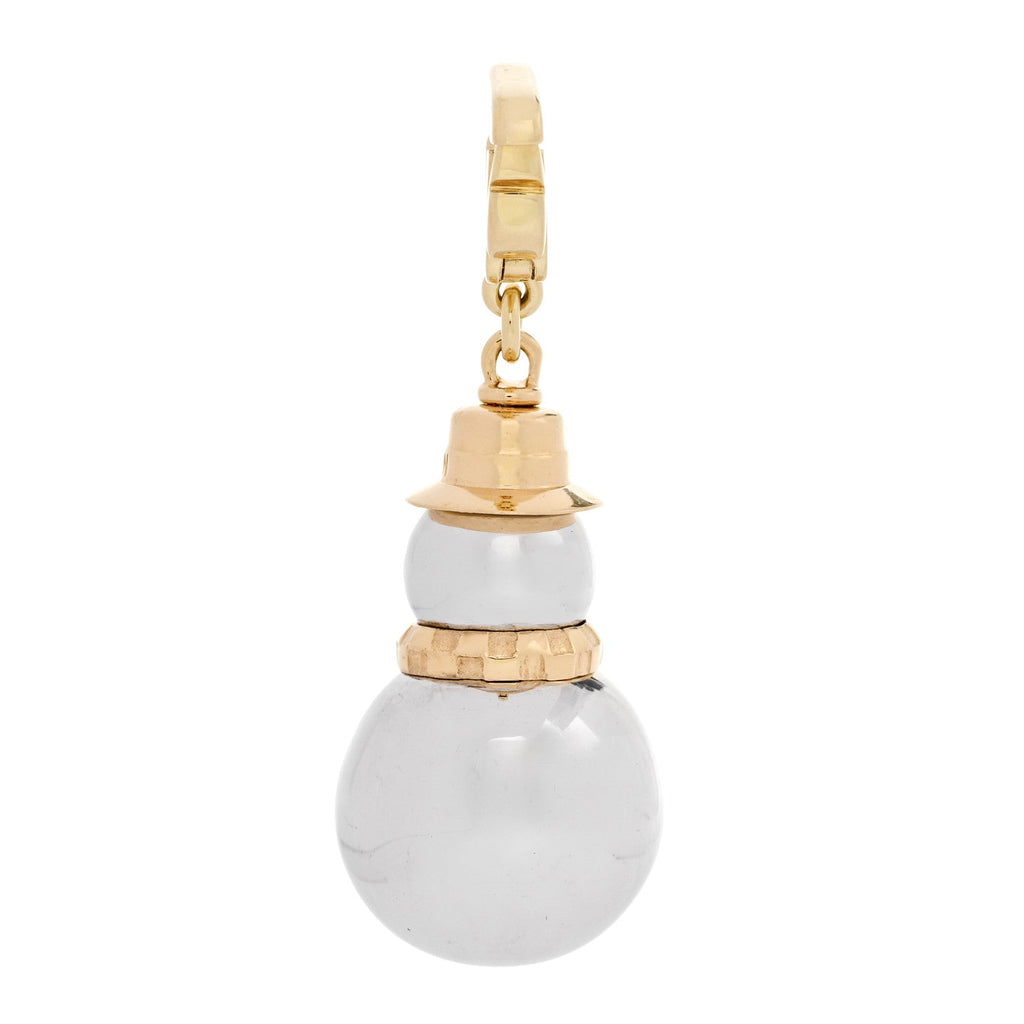 18K Yellow Pink White Gold Black Onyx Snowman Charm Pendant