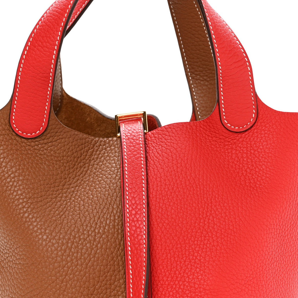 Taurillon Clemence Casaque Picotin Lock 18 PM Gold Rouge De Coeur