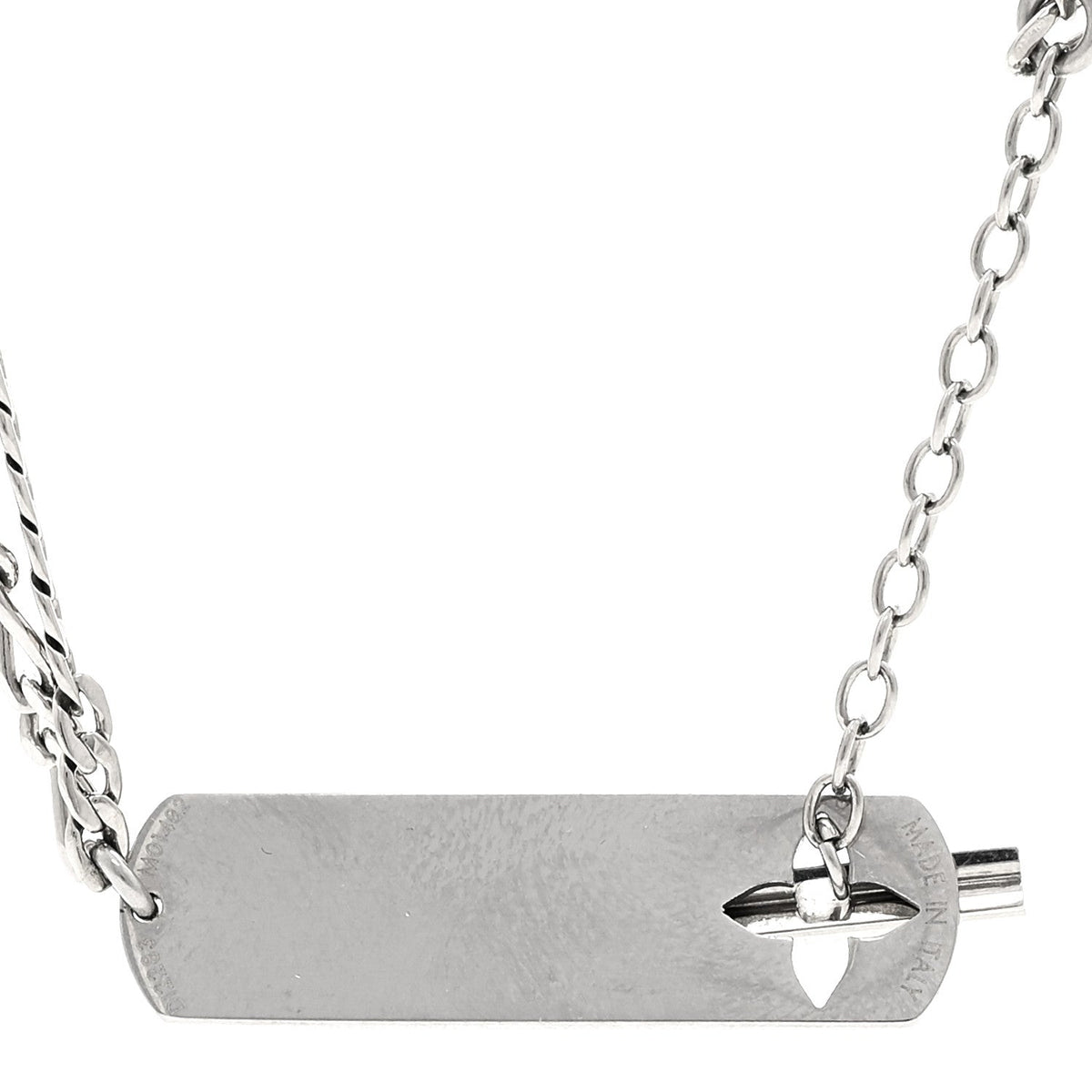 Metal Monogram Necklace Silver
