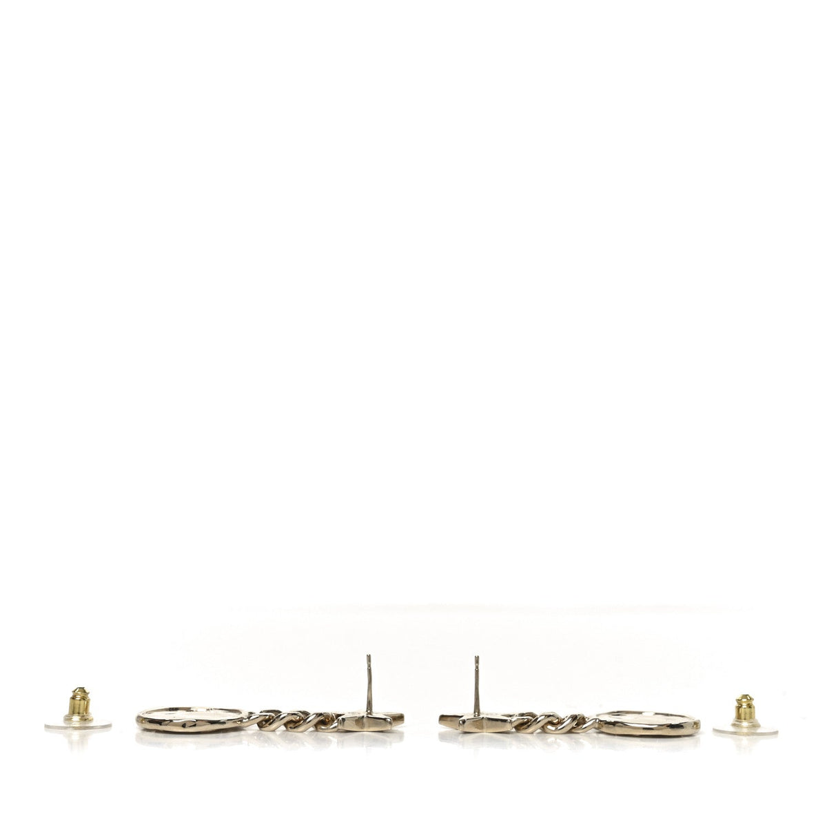 Metal Crystal Textured CC Star Drop Earrings Gold
