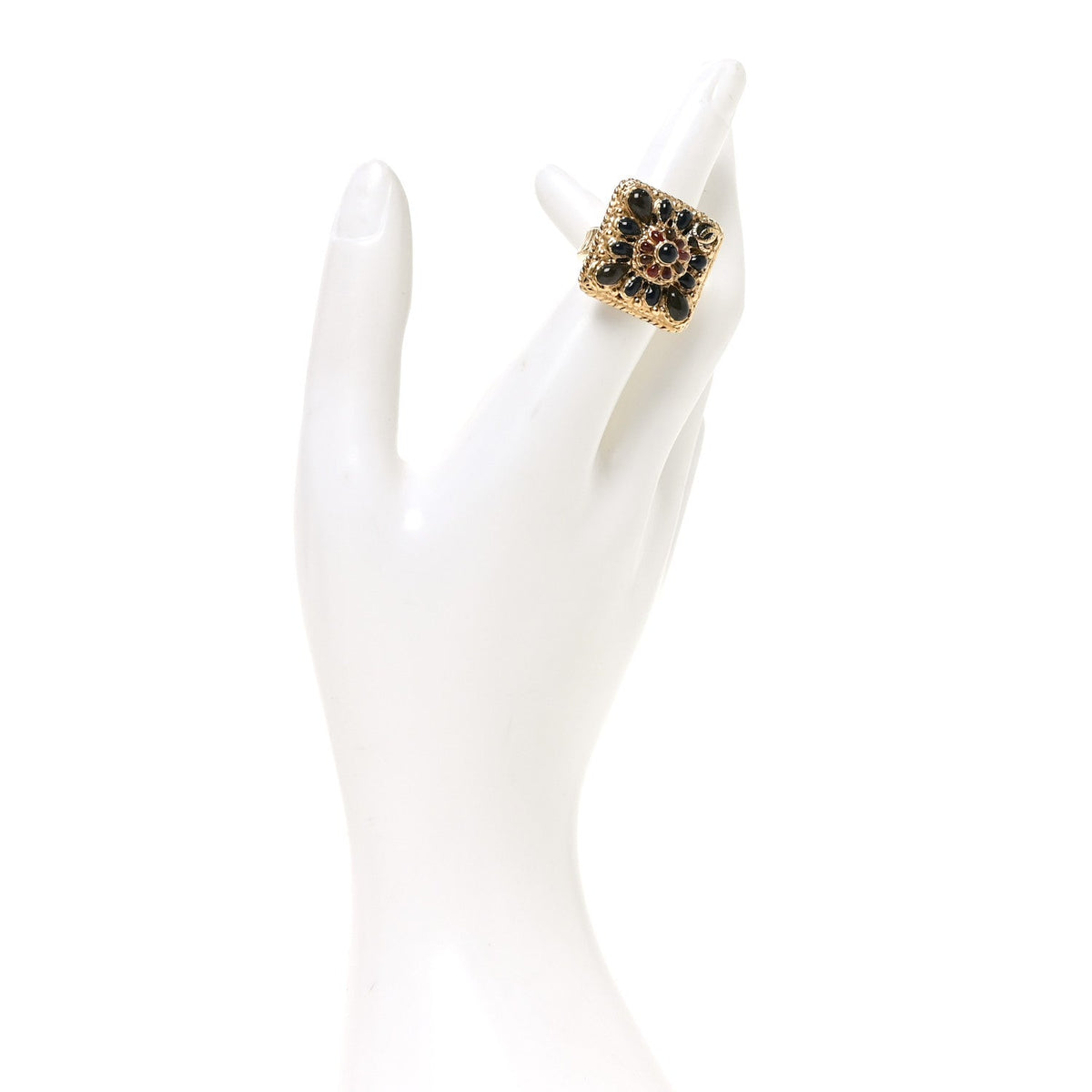 Enamel Gripoix CC Ring 52 6 Gold Burgundy