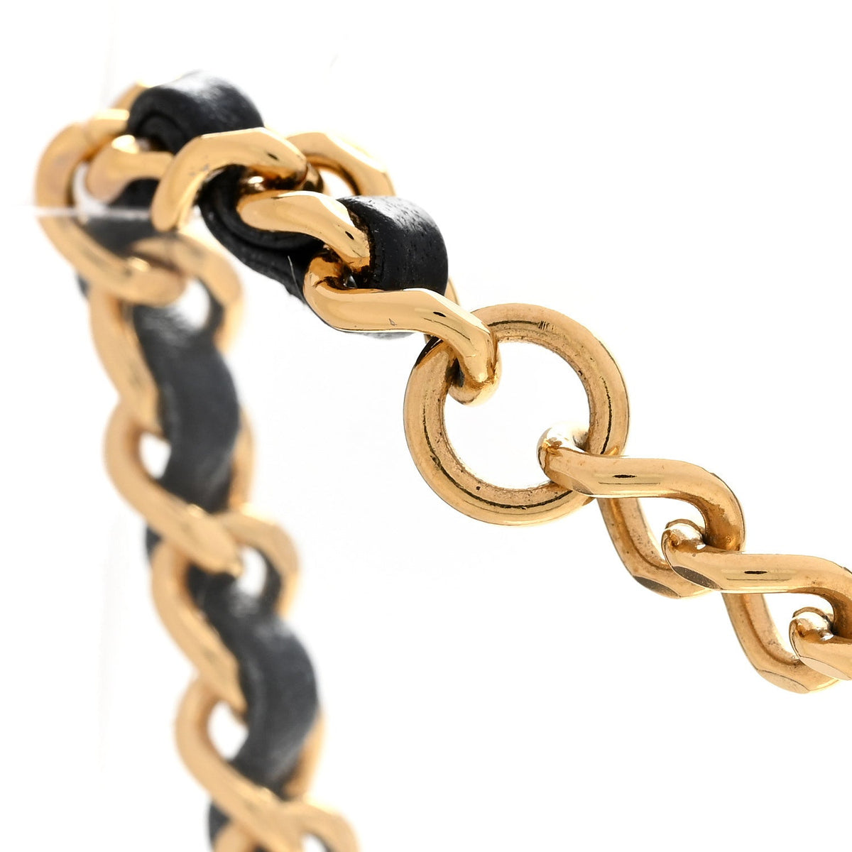 Metal Lambskin Glass Pearl Strass Heart Choker Gold Black