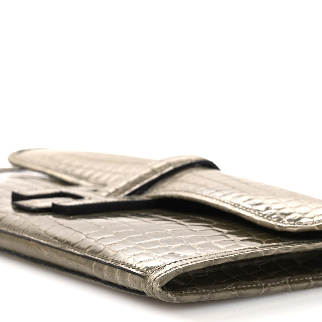 Shiny Niloticus Crocodile Jige Elan 29 Clutch Gris Tourterelle