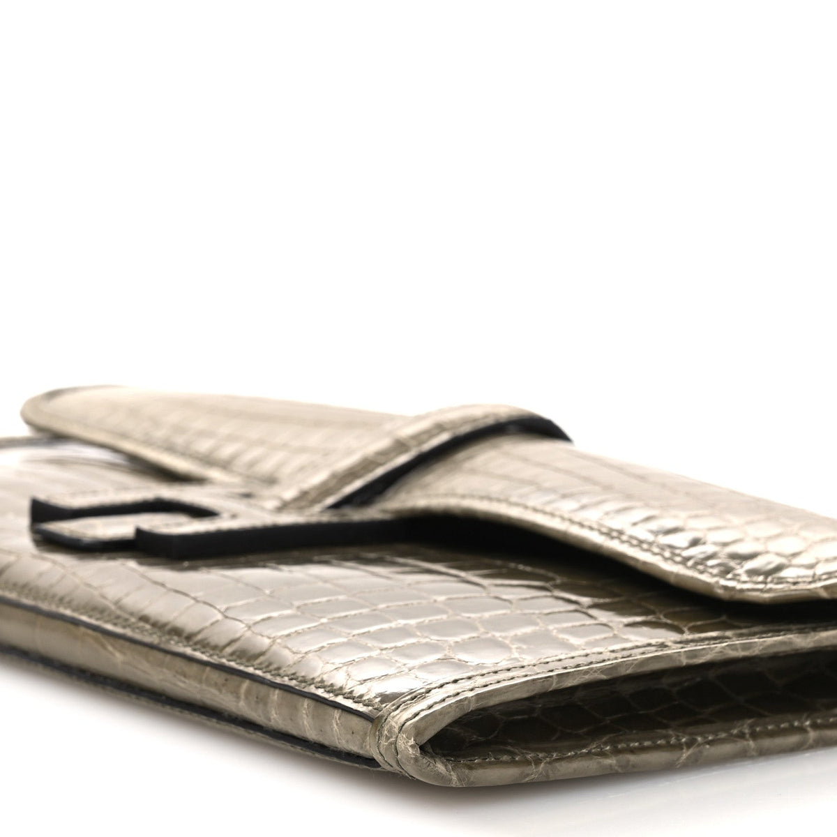 Shiny Niloticus Crocodile Jige Elan 29 Clutch Gris Tourterelle