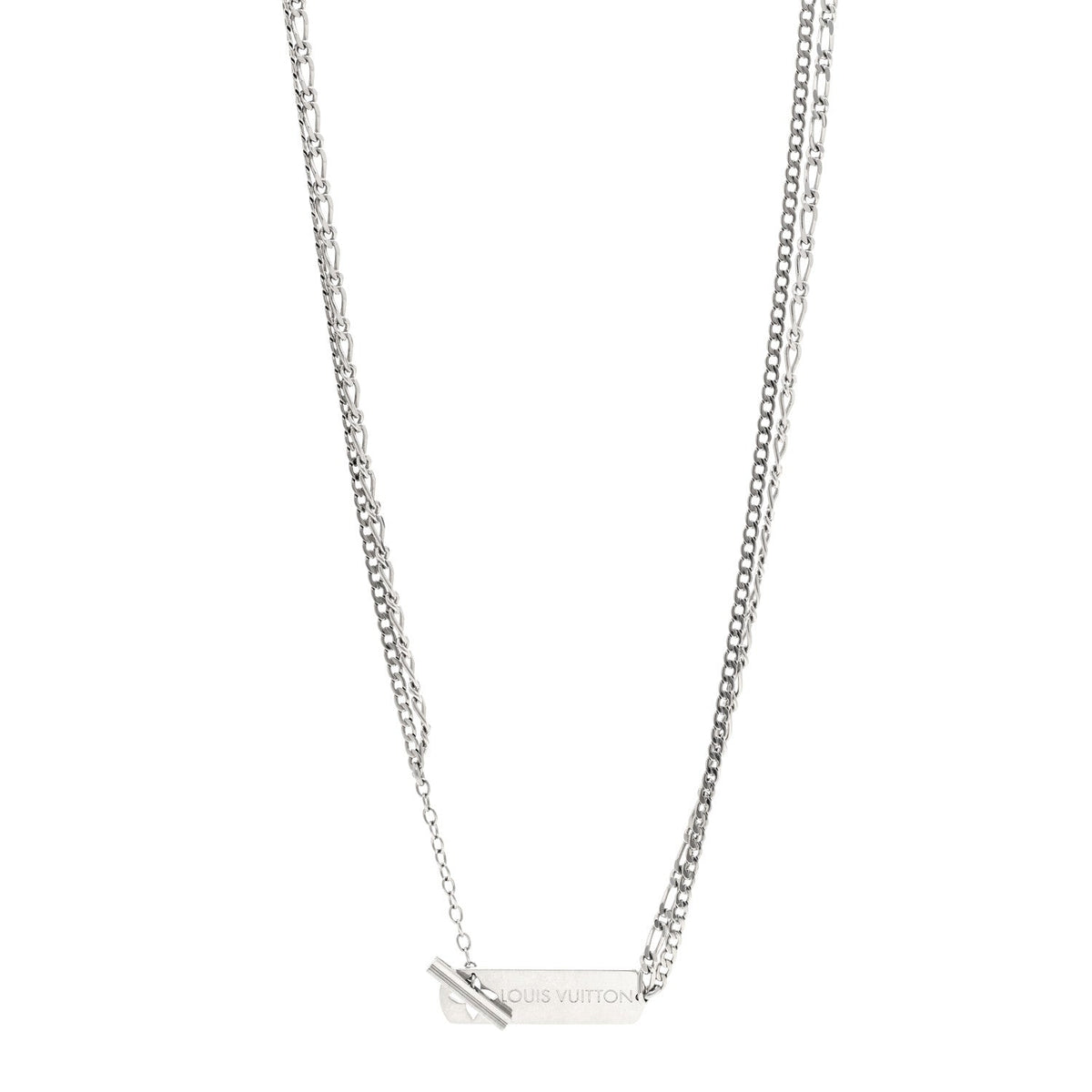 Metal Monogram Necklace Silver