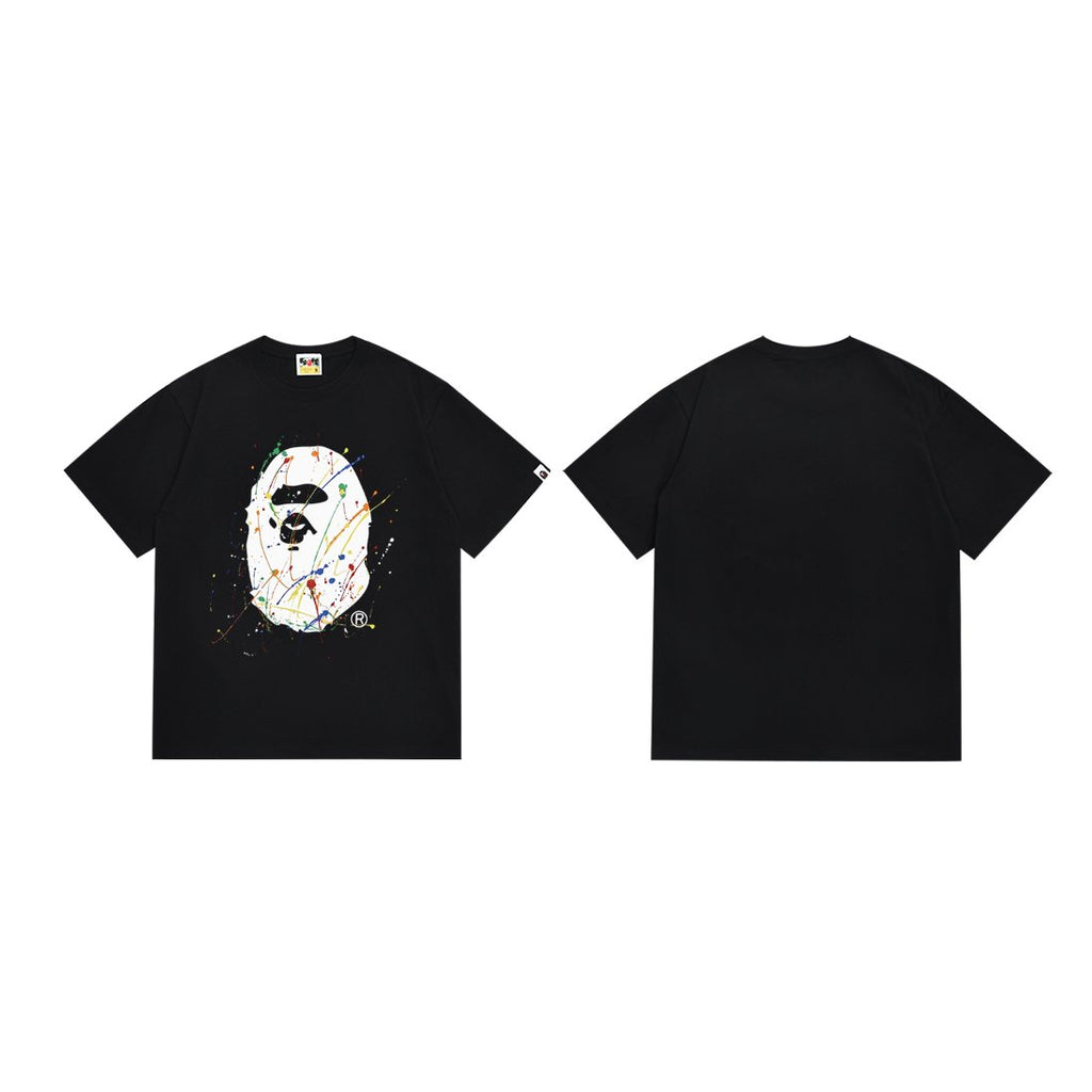 BAPE Paint-Splatter Ape Face Graphic T-Shirt