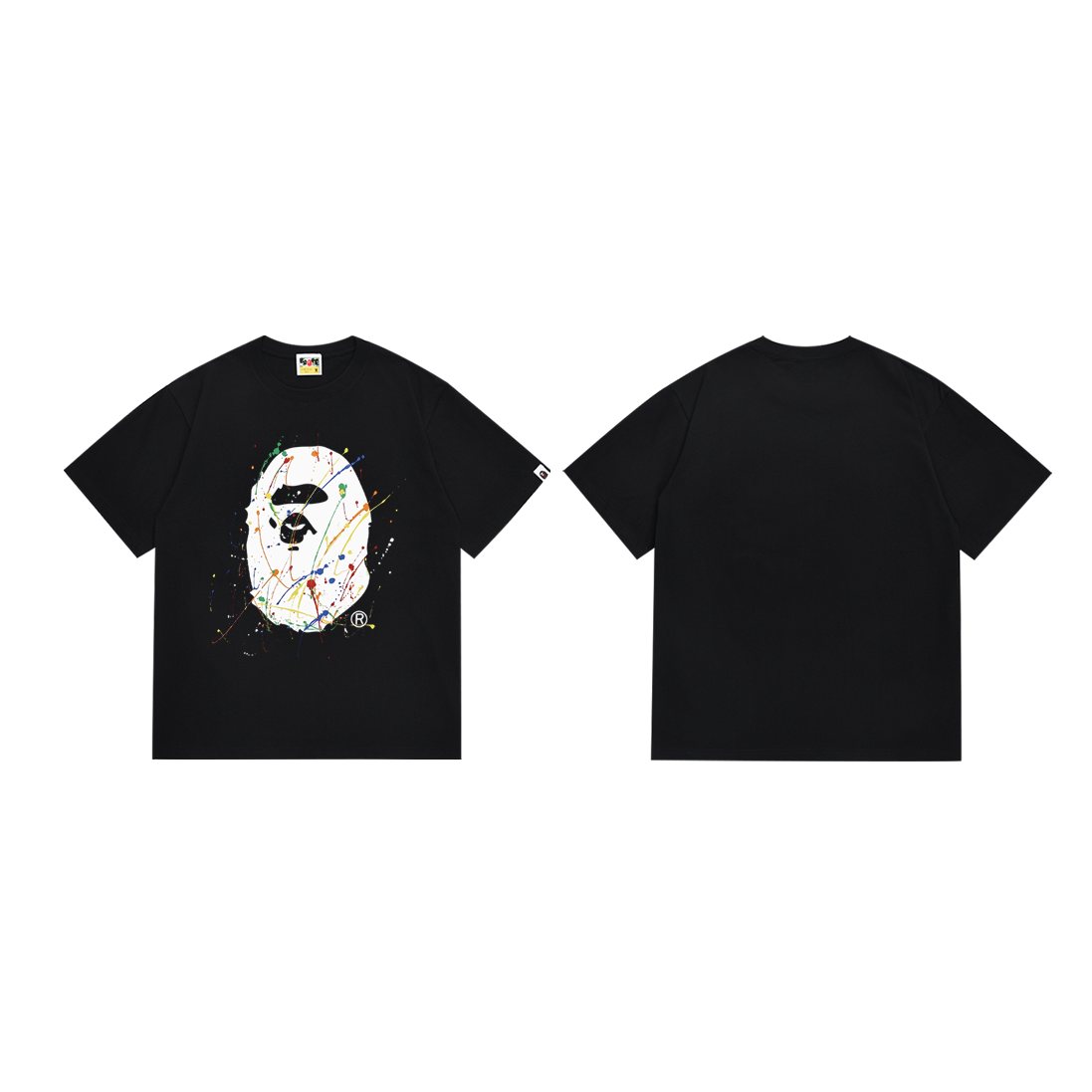 BAPE Paint-Splatter Ape Face Graphic T-Shirt