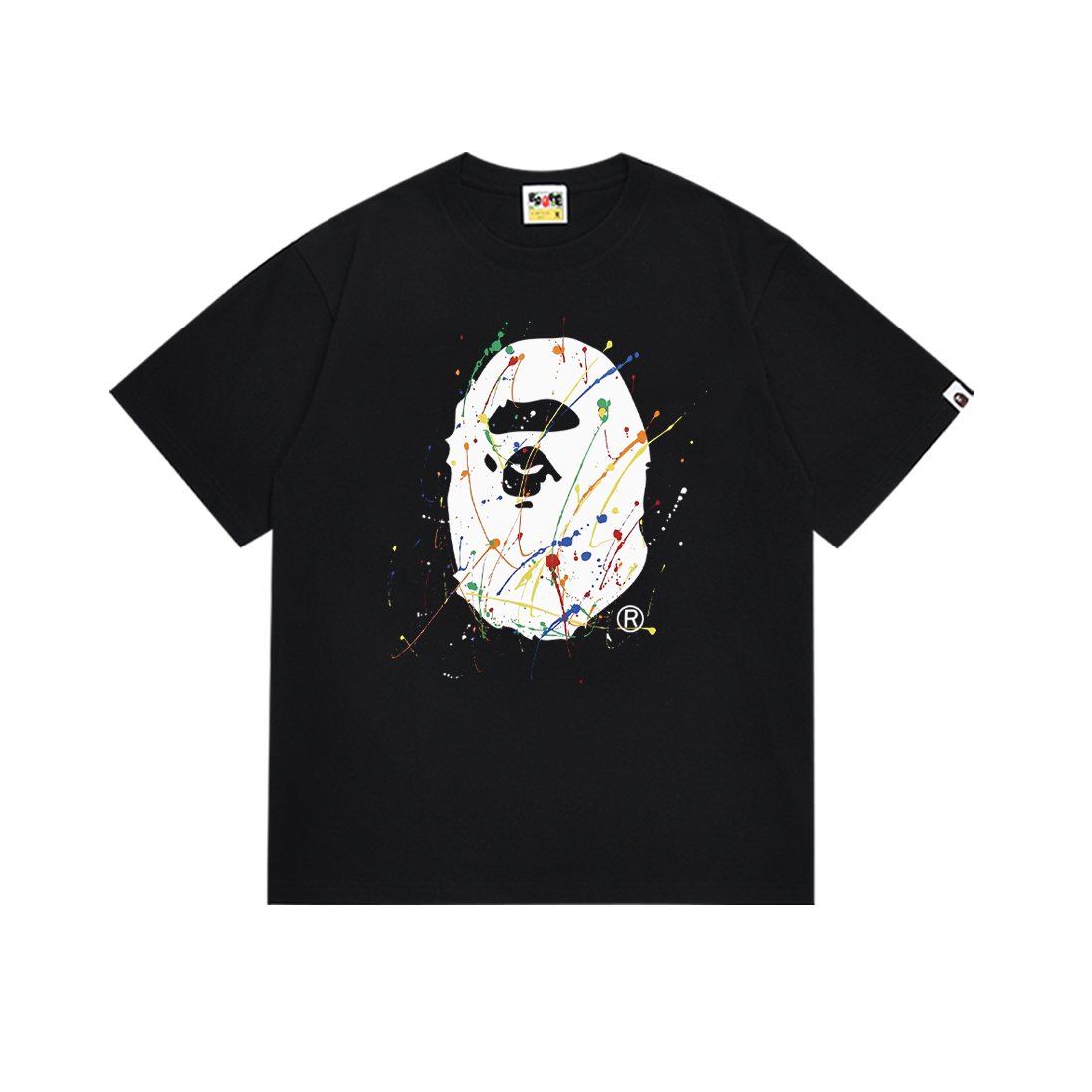 BAPE Paint-Splatter Ape Face Graphic T-Shirt