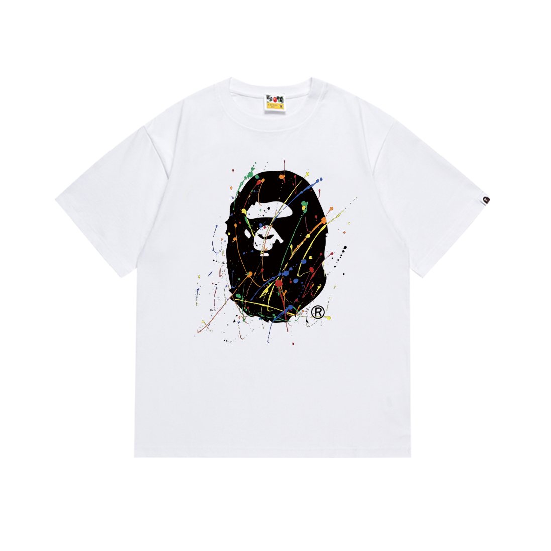 BAPE Paint-Splatter Ape Face Graphic T-Shirt