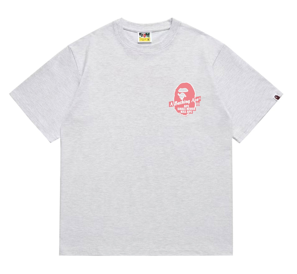 BAPE Pink Accent Ape Circle Graphic T-Shirt