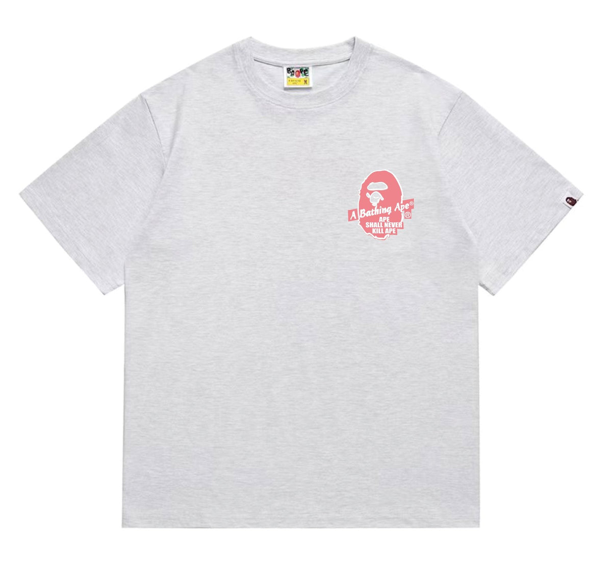 BAPE Pink Accent Ape Circle Graphic T-Shirt