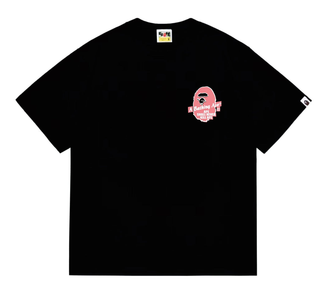 BAPE Pink Accent Ape Circle Graphic T-Shirt