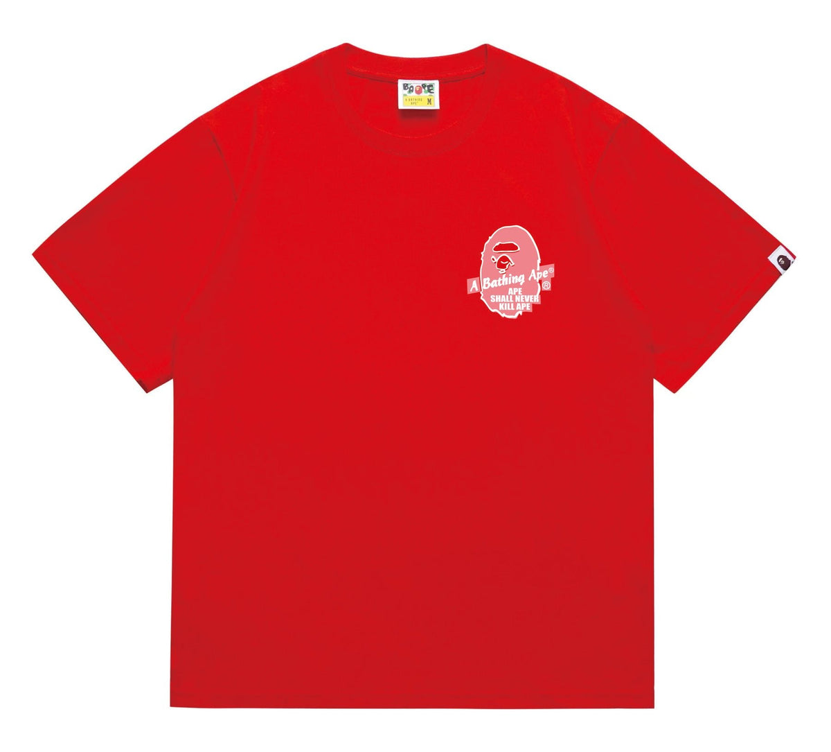 BAPE Pink Accent Ape Circle Graphic T-Shirt