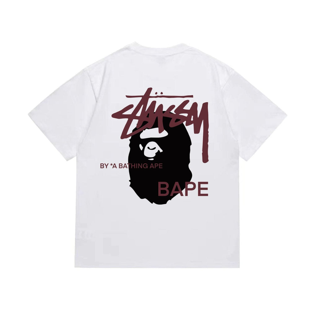 BAPE Burgundy Ape Wordmark Graphic T-Shirt