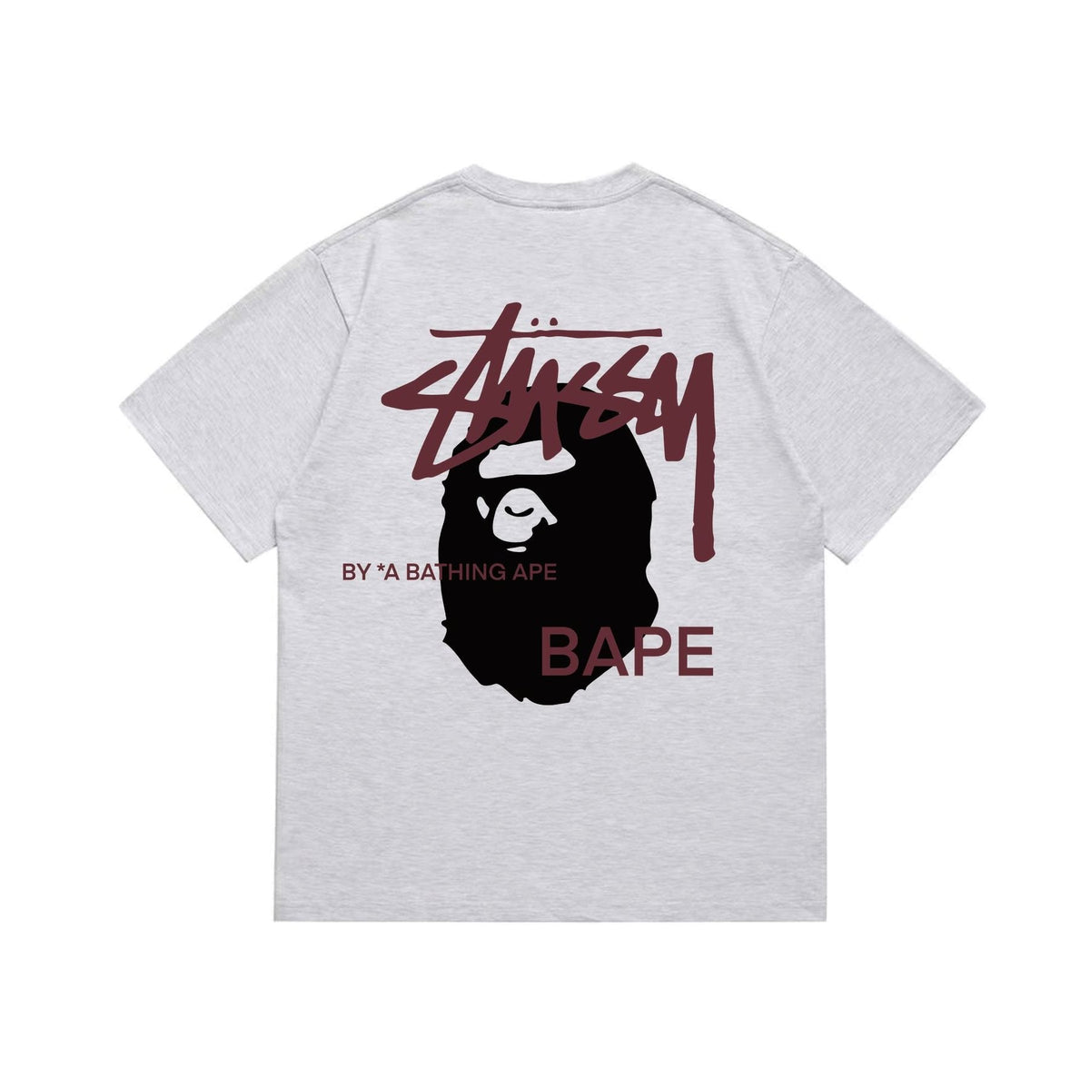 BAPE Burgundy Ape Wordmark Graphic T-Shirt
