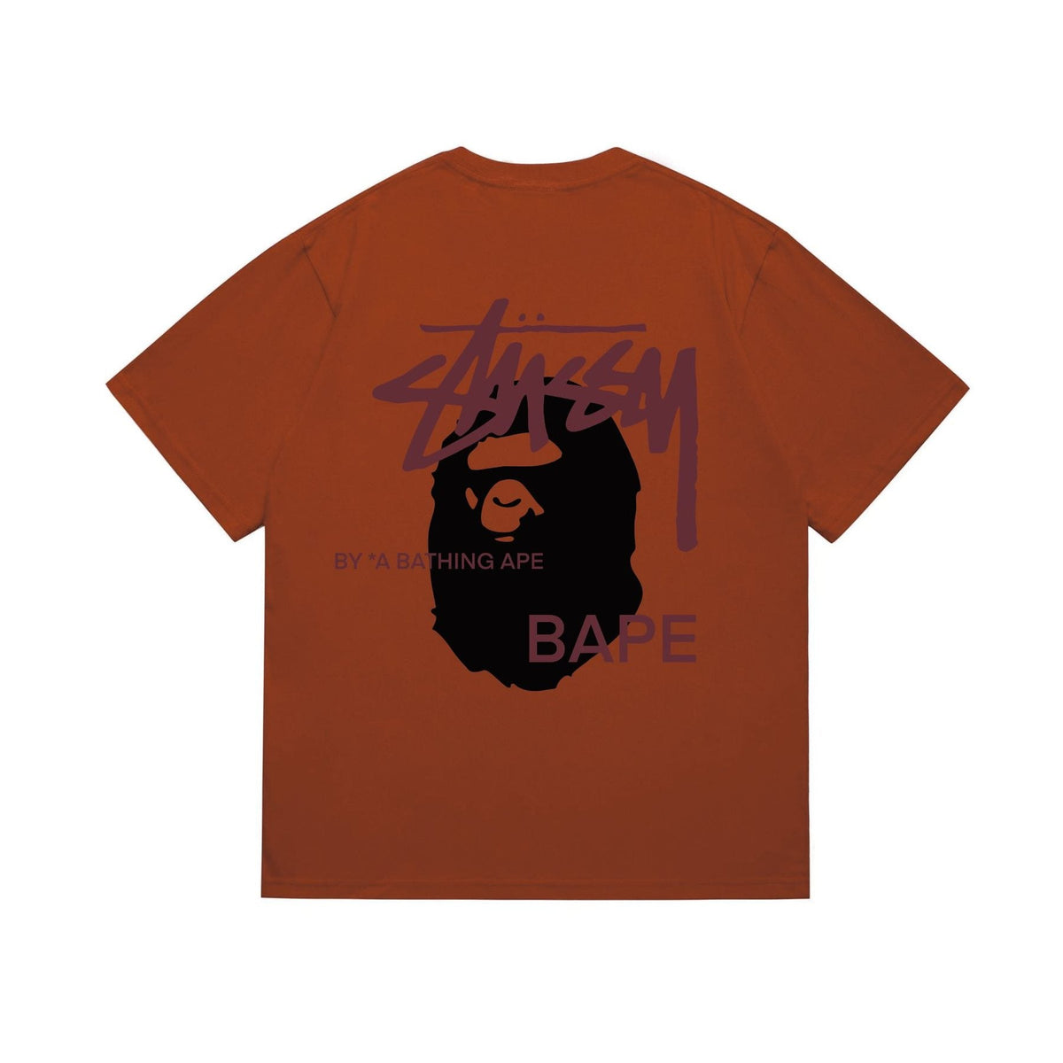 BAPE Burgundy Ape Wordmark Graphic T-Shirt