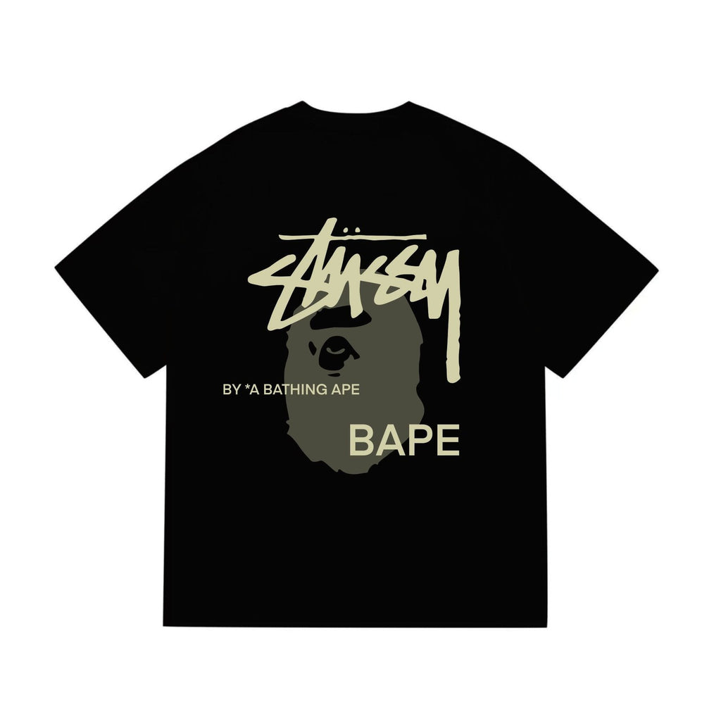 BAPE Olive & Gold Ape Wordmark Graphic T-Shirt