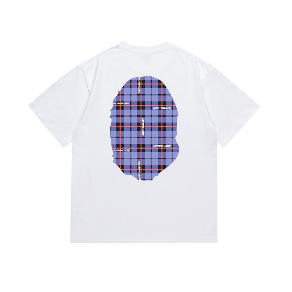 BAPE Purple Plaid Ape Head Graphic T-Shirt