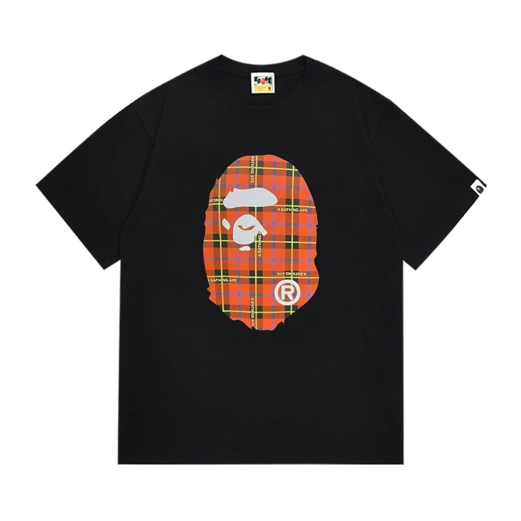 BAPE Plaid Ape-Head Graphic T-Shirt