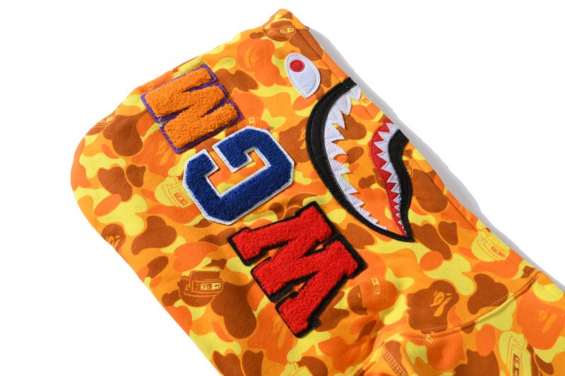 BAPE Orange Camo Shark Full-Zip Hoodie