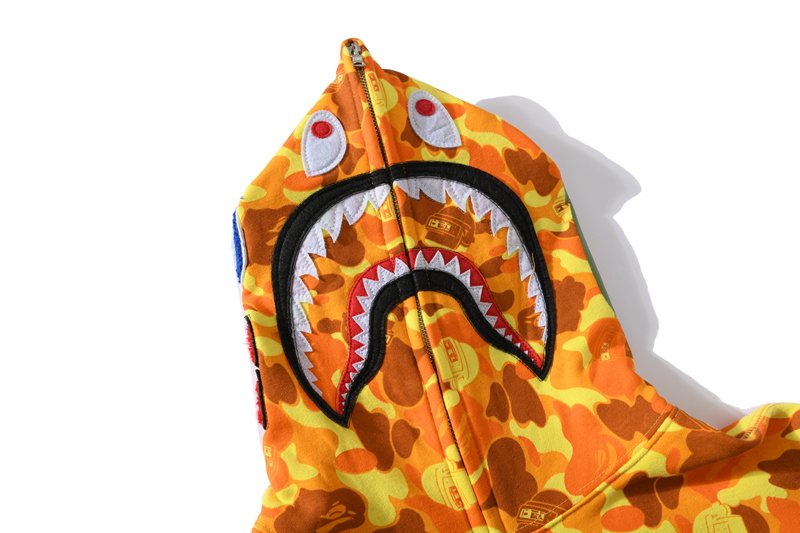 BAPE Orange Camo Shark Full-Zip Hoodie